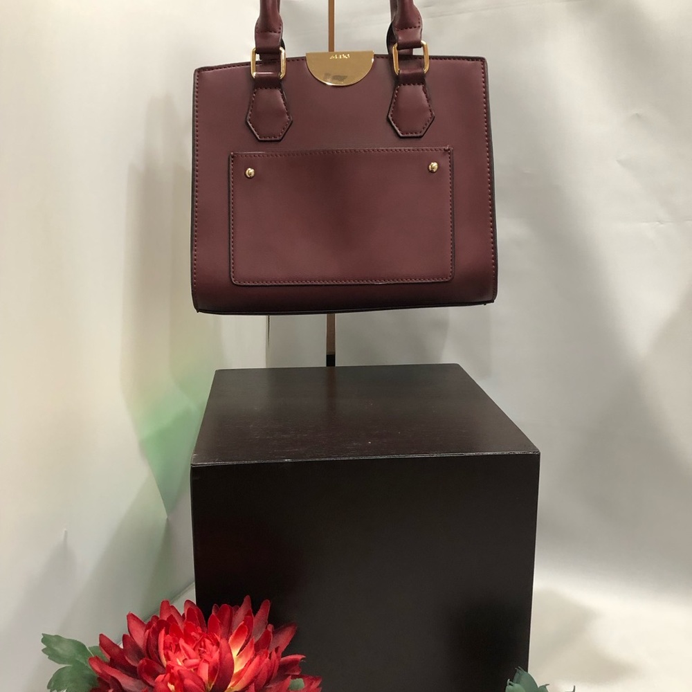 Aldo handbag/crossbody with detachable strap. Burgundy/Maroon color.